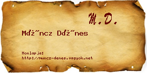 Müncz Dénes névjegykártya